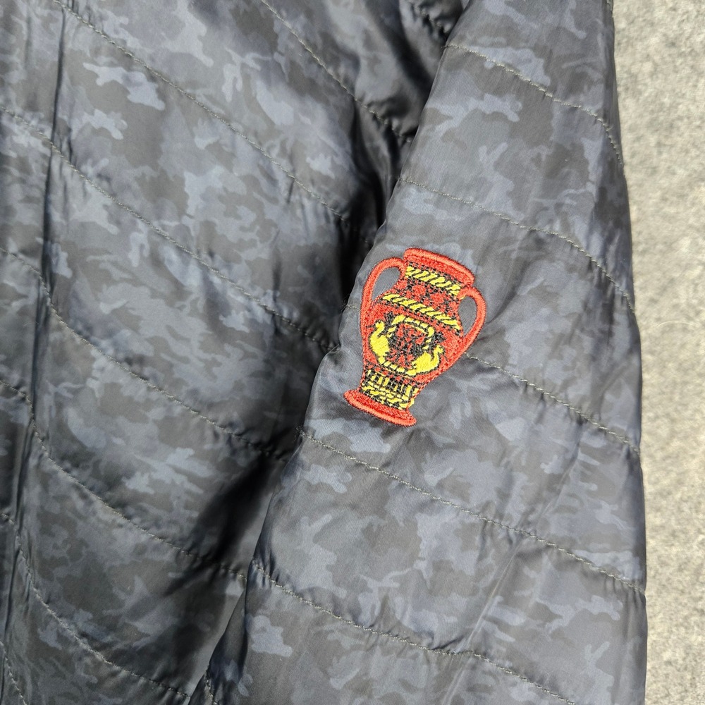 Straight Down Jacket Mens XXL Blue Camo Puffer Quilted Full Zip Golf Gorpcore - Picture 2 of 13